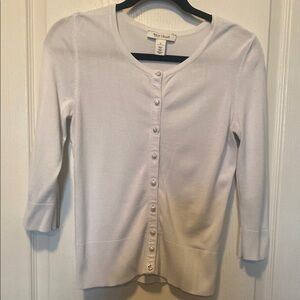 White House Black Market Cardigan Sweater with Long Sleeves and Fitted Style